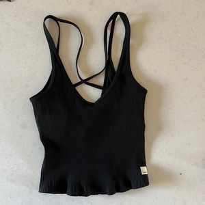 Vuori Rib Crop Tank Black